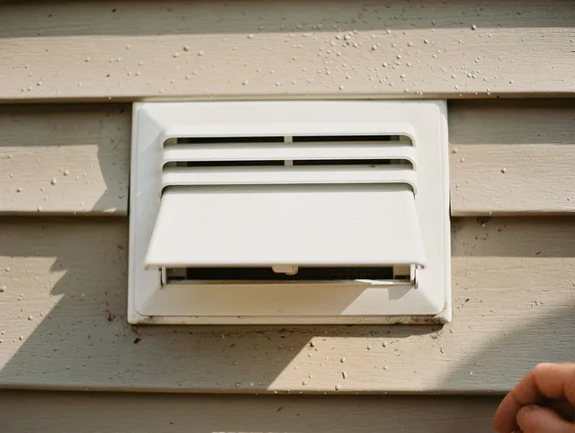 Bethel Dryer Vent Cleaning technician performing professional exhaust vent cleaning at a residential property in Bethel